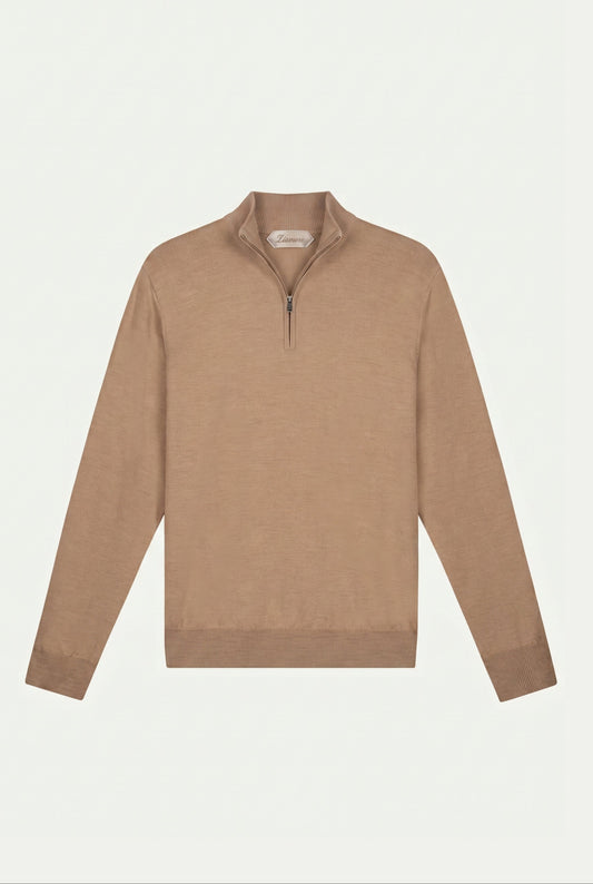 Merino Quarter Zip Camel