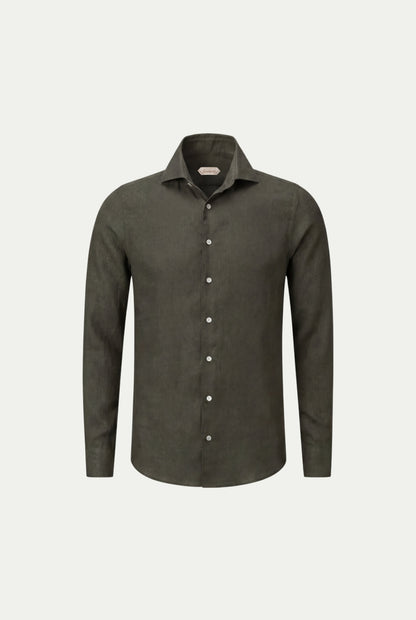 Amalfi Long Sleeve Linen Shirt Olive