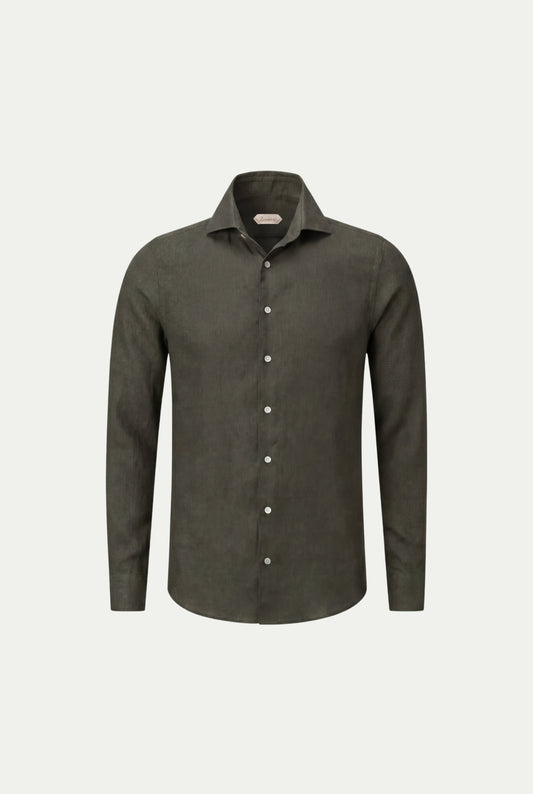 Amalfi Long Sleeve Linen Shirt Olive