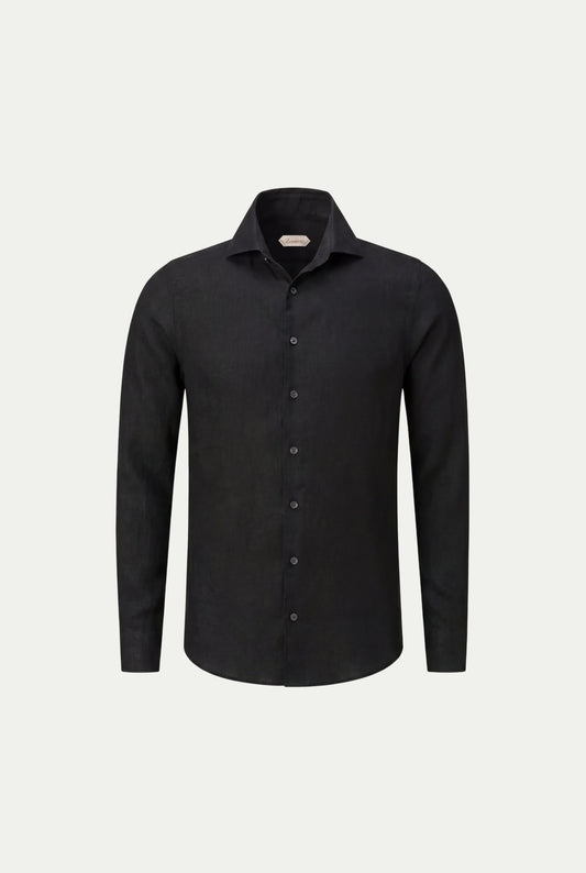 Amalfi Long Sleeve Linen Shirt Black