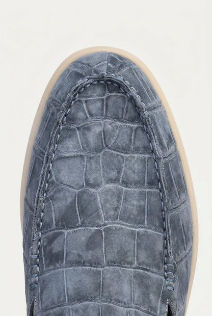 Yacht Mule Nubuck Crocodile Slate
