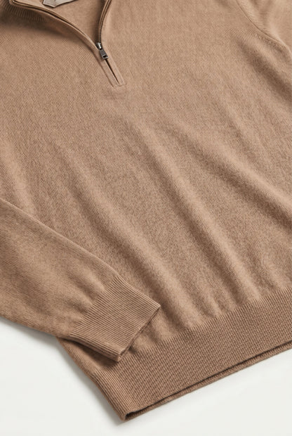 Merino Quarter Zip Camel