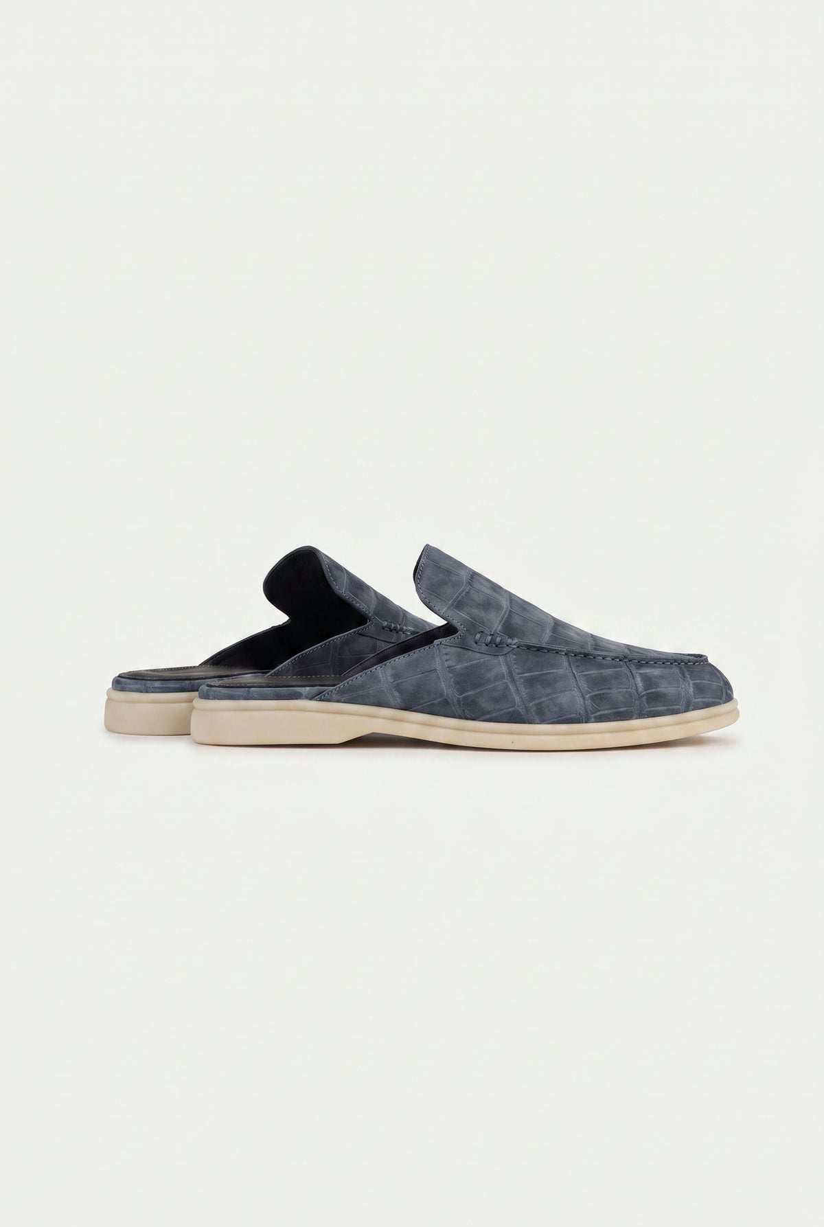Yacht Mule Nubuck Crocodile Slate