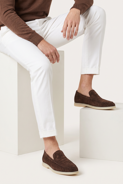 Yacht Loafer Nubuck Crocodile Espresso