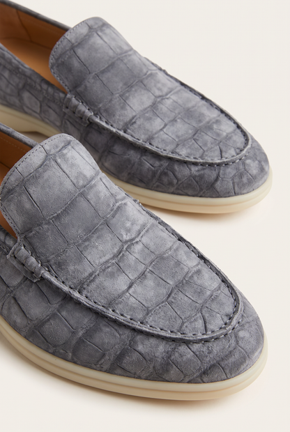 Yacht Loafer Nubuck Crocodile Grey