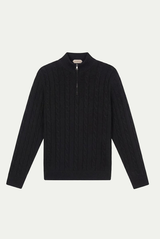 Como Cashmere Quarter Zip Black