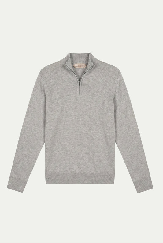 Merino Quarter Zip Grey Marl