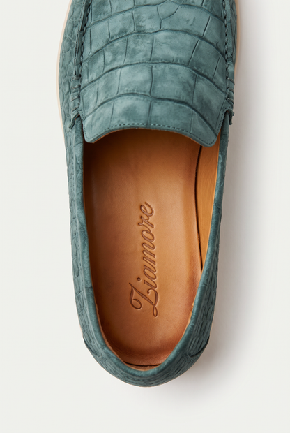 Yacht Loafer Nubuck Crocodile Sage