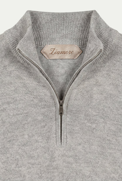 Merino Quarter Zip Grey Marl