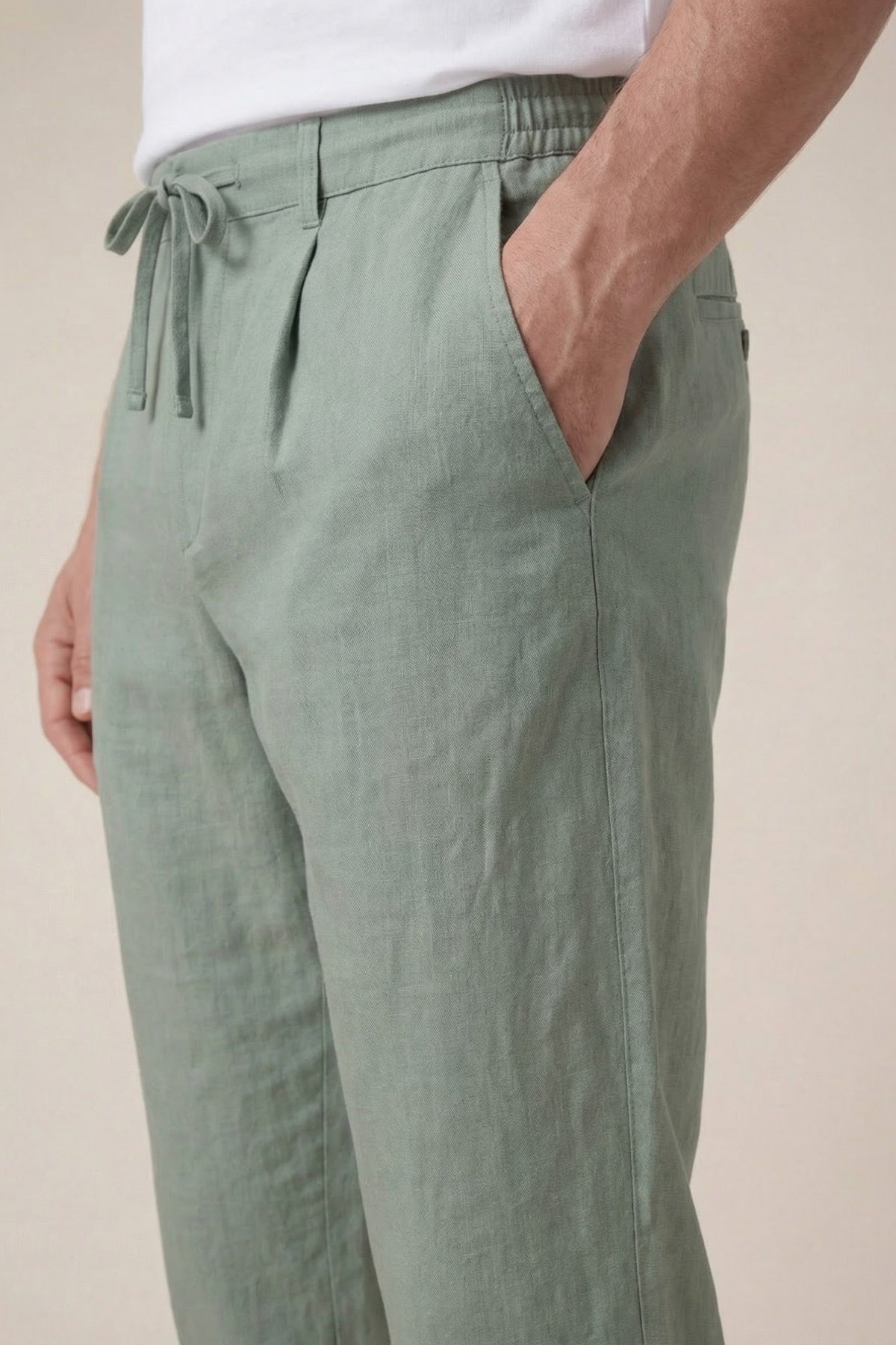 Amalfi Linen Trousers Olive Green