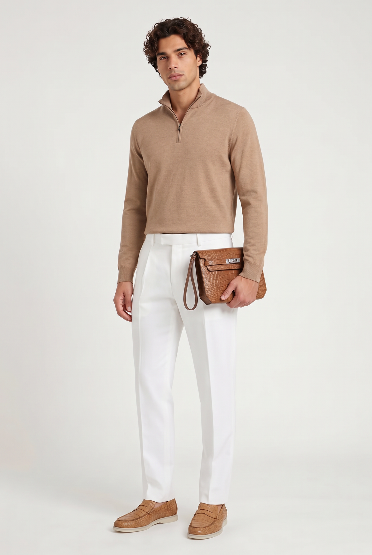 Atelier Outlet Crocodile Pouch Cognac