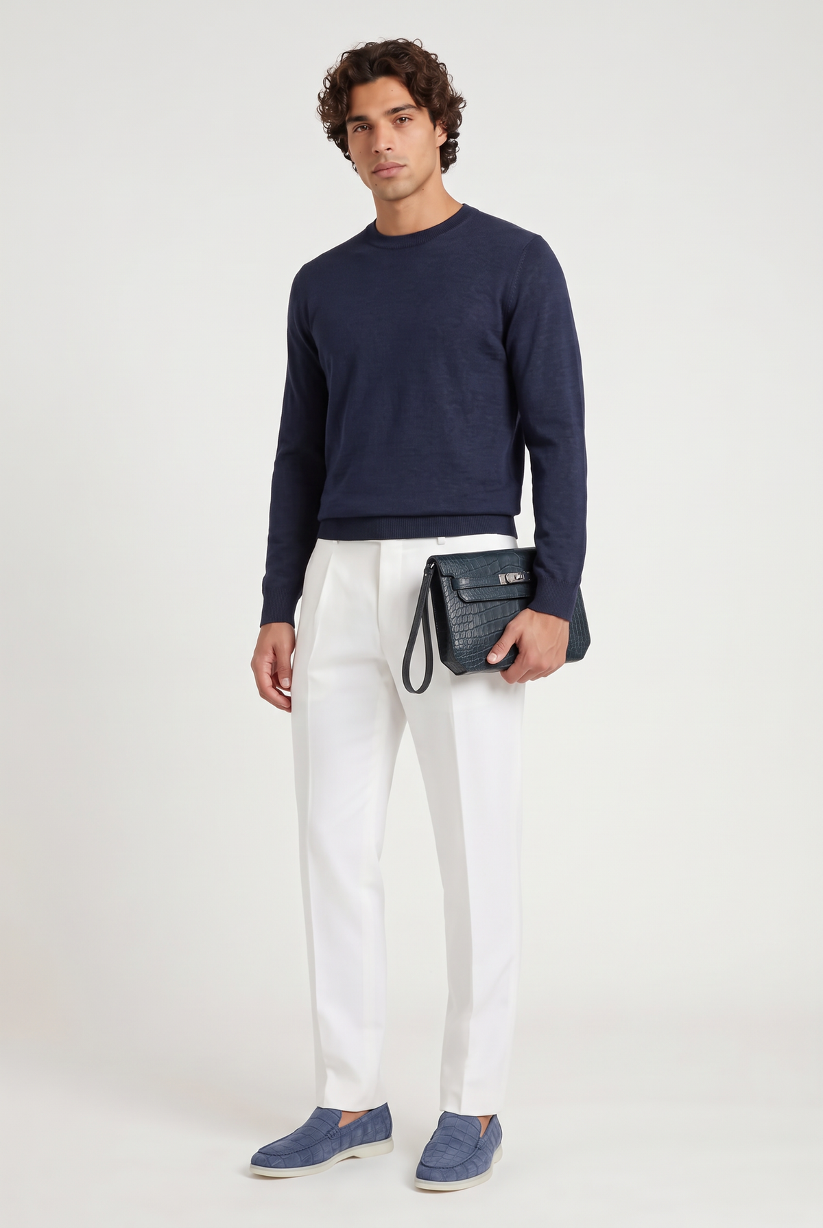 Atelier Outlet Crocodile Pouch Navy