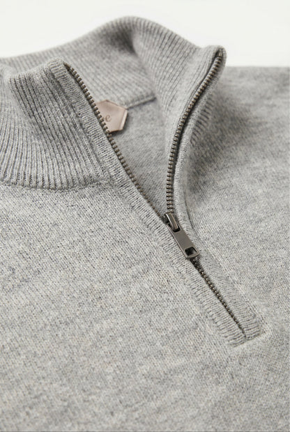 Merino Quarter Zip Grey Marl