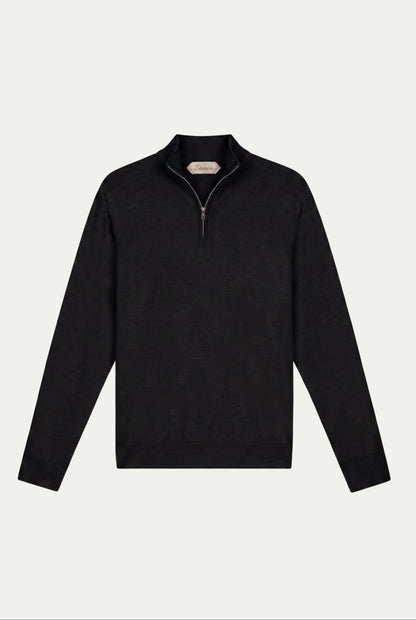 Merino Quarter Zip Black