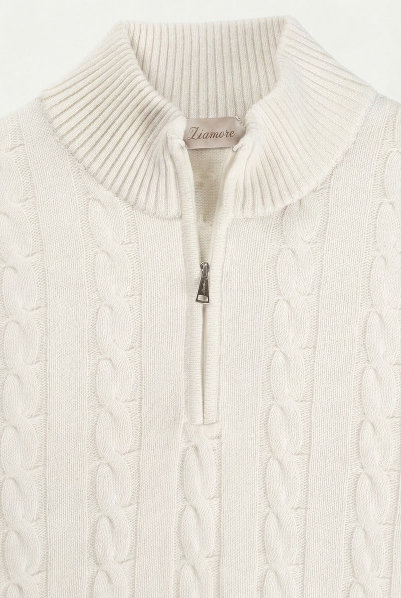 Como Cashmere Quarter Zip Beige