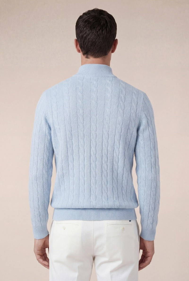 Como Cashmere Quarter Zip Baby Blue