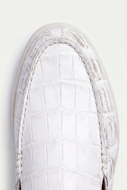 Yacht Mule Nubuck Crocodile White