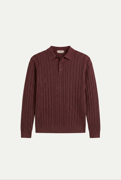 Extrafine Long Sleeve Polo Burgundy