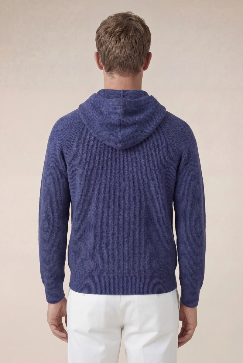 Cortina Cashmere Zip Hoodie Blue