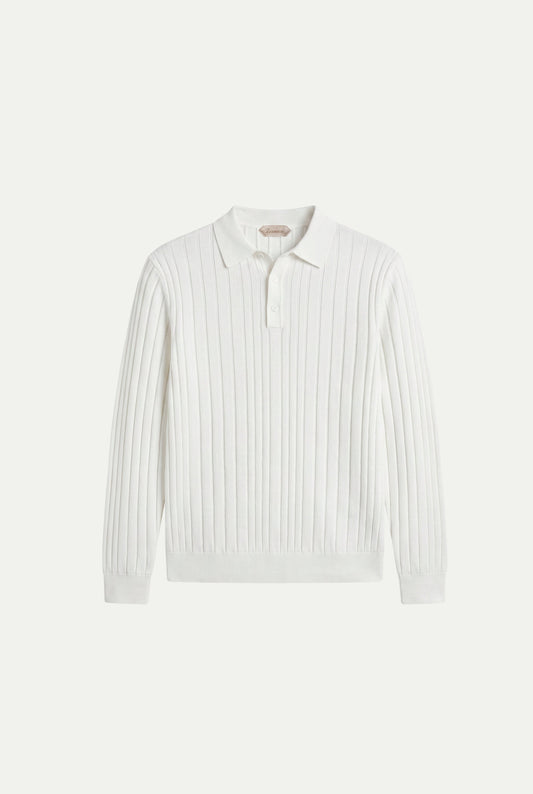 Extrafine Long Sleeve Polo White