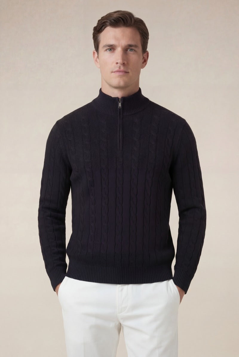 Como Cashmere Quarter Zip Black