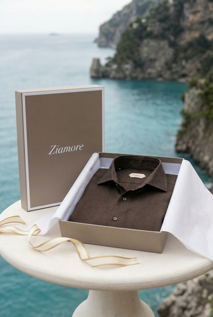 Amalfi Long Sleeve Linen Shirt Dark Brown