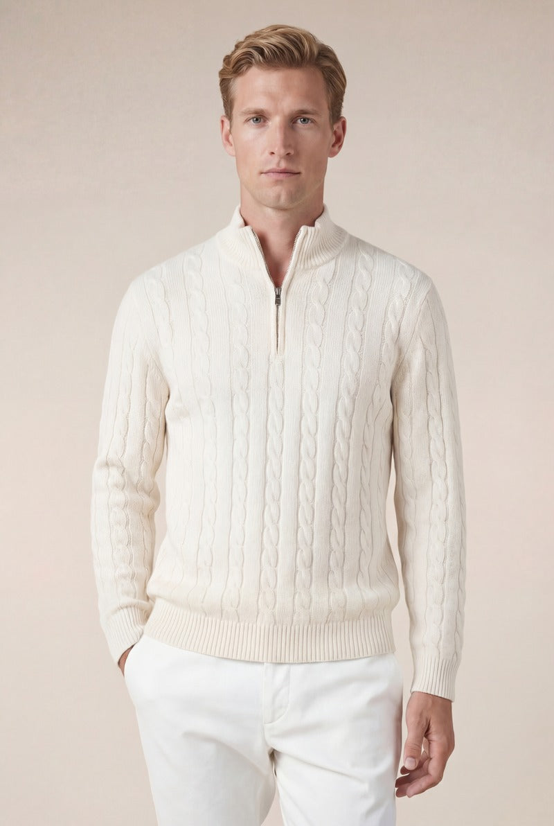 Como Cashmere Quarter Zip Beige