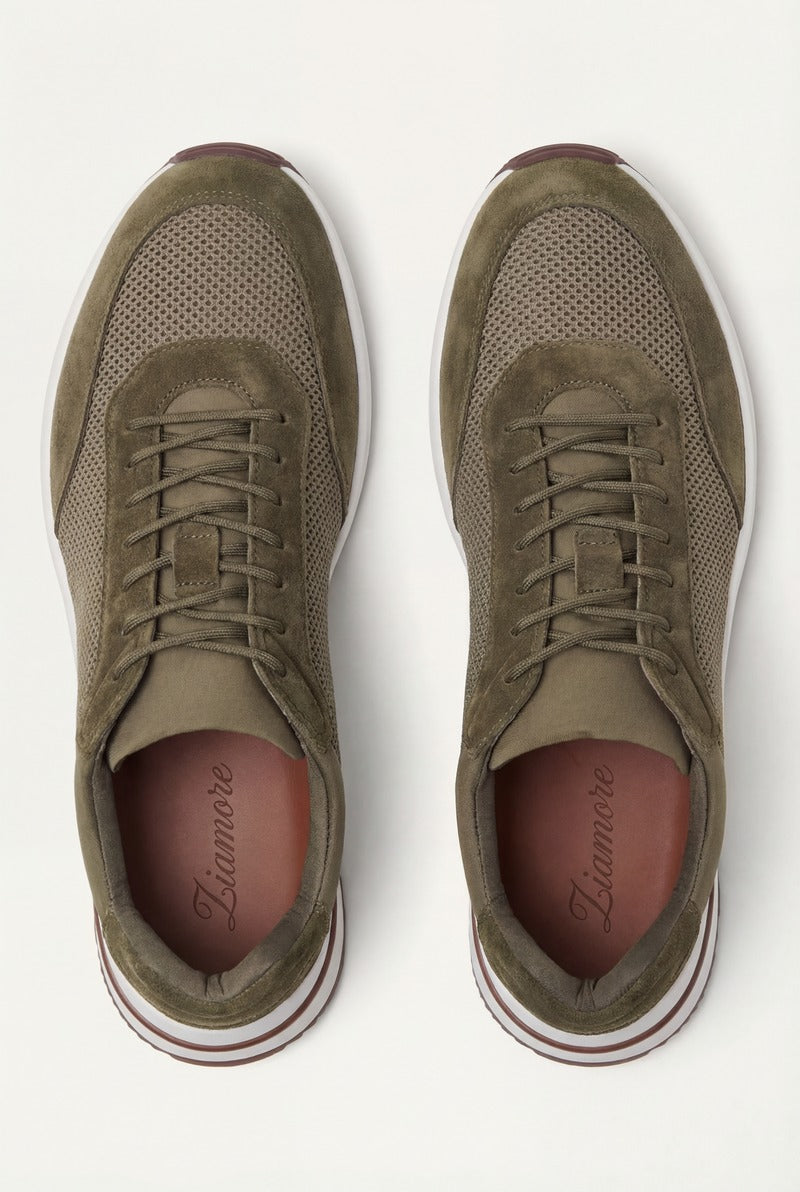 Portofino Trainer Suede Olive Green
