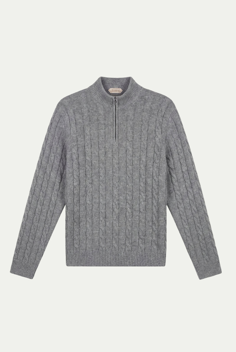 Como Cashmere Quarter Zip Dark Grey