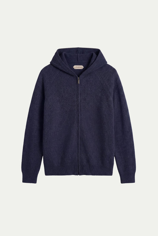 Cortina Cashmere Zip Hoodie Navy