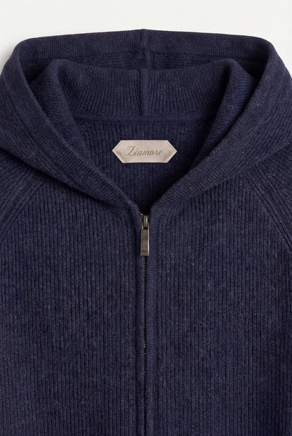 Cortina Cashmere Zip Hoodie Navy