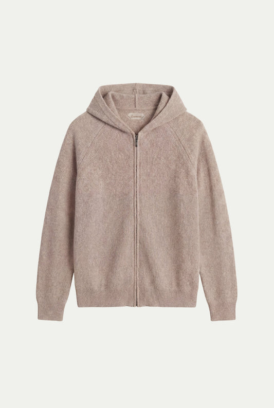 Cortina Cashmere Zip Hoodie Brown