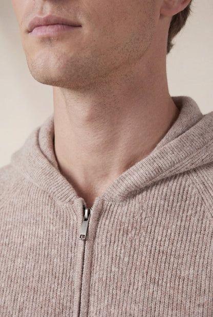 Cortina Cashmere Zip Hoodie Brown