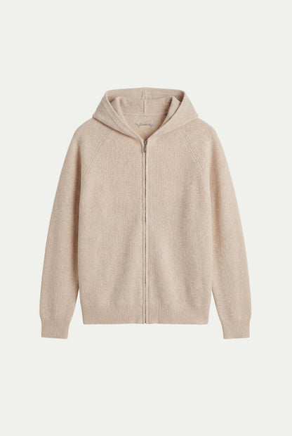 Cortina Cashmere Zip Hoodie Beige