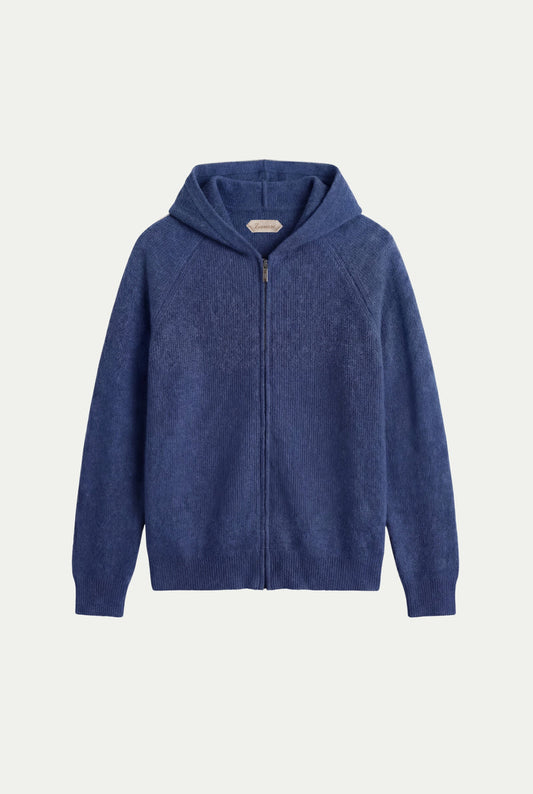 Cortina Cashmere Zip Hoodie Blue