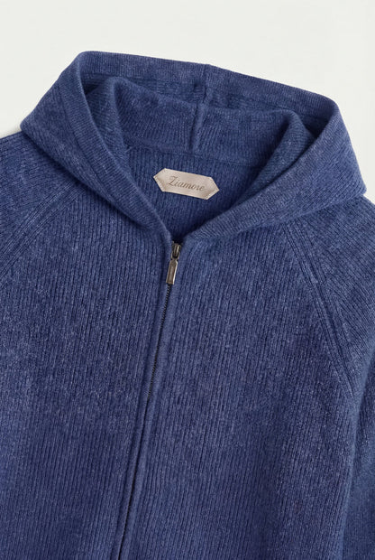 Cortina Cashmere Zip Hoodie Blue