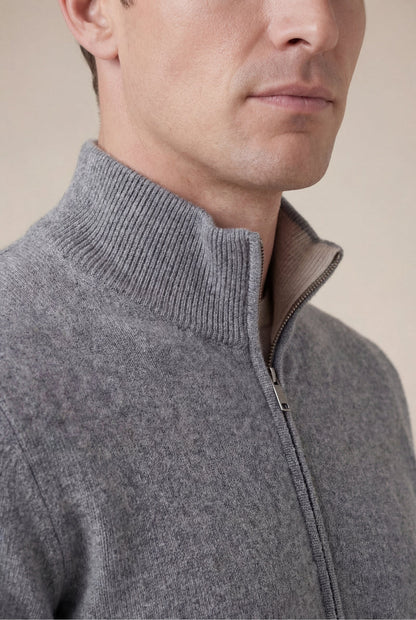 Sorrento Cashmere Full-Zip Knit Grey
