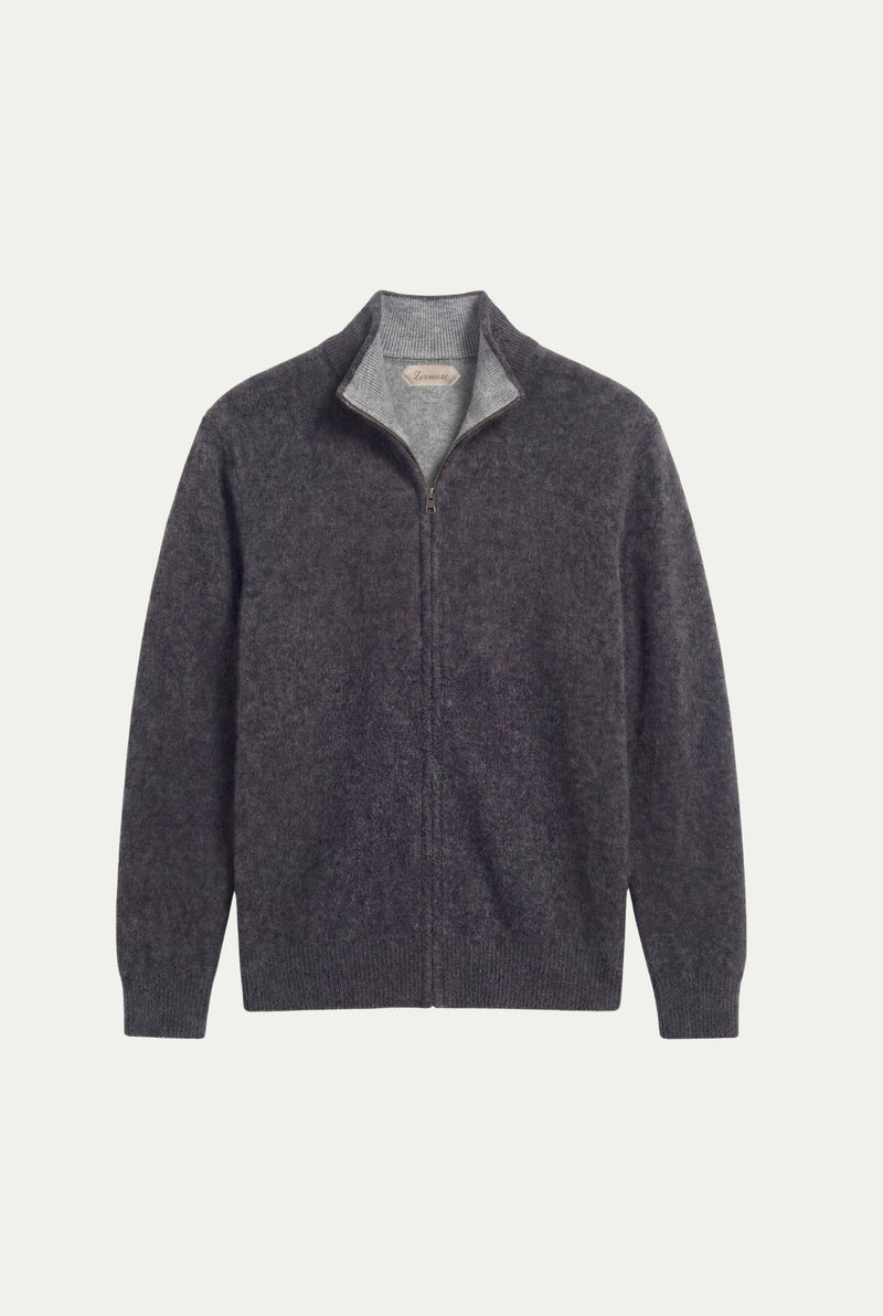 Sorrento Cashmere Full-Zip Knit Black